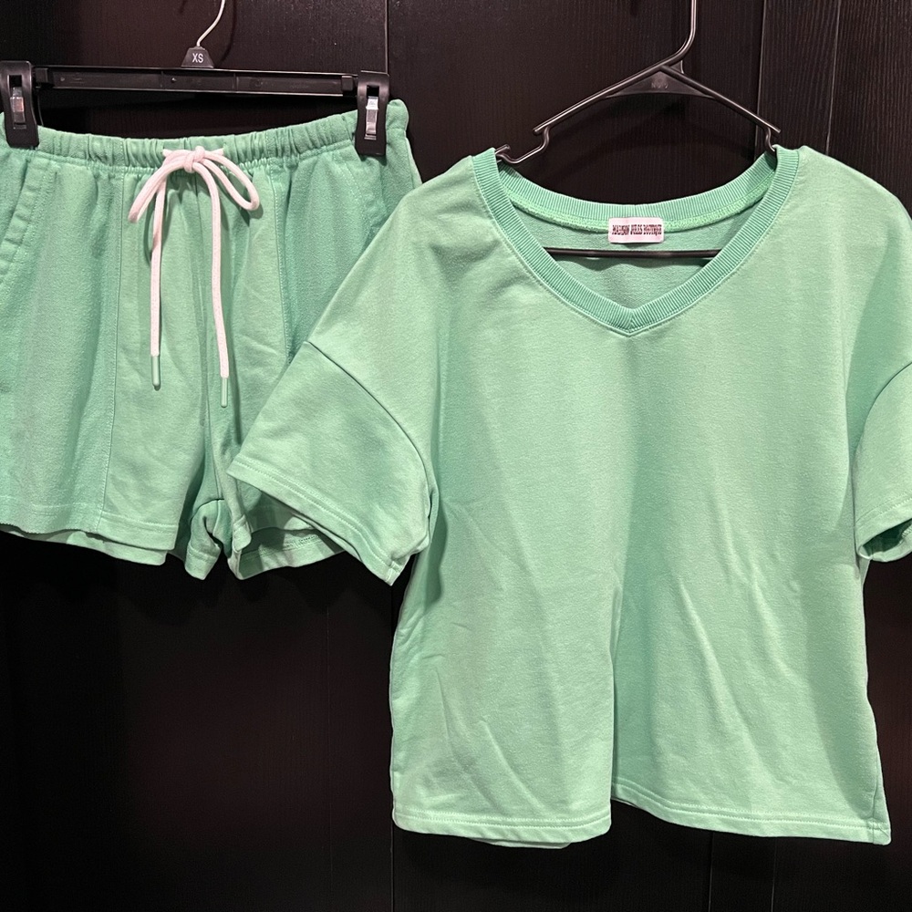 Mint Green Short Sleeve Top and Shorts Set